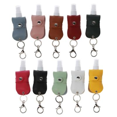 China Hand Sanitizer Bottle Leather Hand Pocket Bottle Holder China Mini Personalized PU Spray 30ml Chain Case for sale