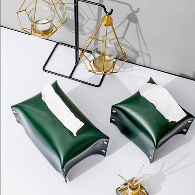 China Traditional Nordic Leather Storage Bag Napkin Box Tissue Dispenser Tissue Paper Tissue Holder Removable Container for sale