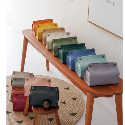 China Minimalist Leather Box Container Tissue Box Car Towel Tissue Box Home Napkin Towel Boxes Dispenser Holder for sale