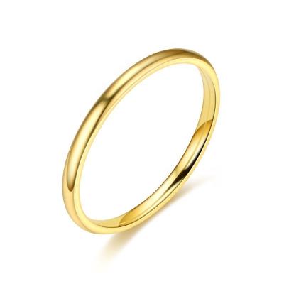 China Hot Sale Wholesale Romantic Couples Titanium Ring 2mm Stainless Steel Gold Ring for sale