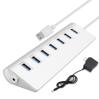 China Convenient USB 3.0 Hub Splitter 7 Port With Power Adapter Multiple Extender USB Aluminum Alloy For PC Computer Accessories USB 3.0 Hub for sale