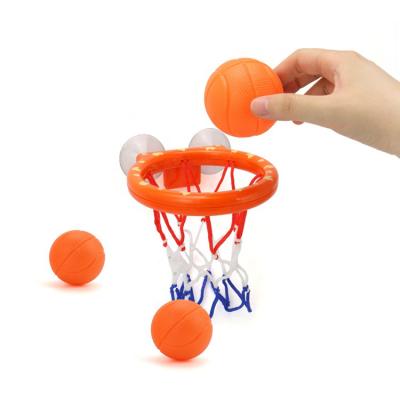 China Eco-friendly Material Interactive Bath Toy Basketball Hoop Play Set 3 Baby Tub Push Up Game Water Toy For Kids for sale