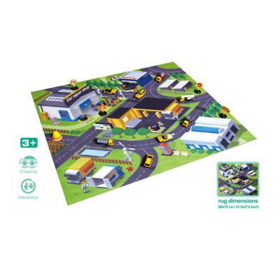 China Eco-friendly.anti-slip.water-proof kids carpet play construction engineering truck alloy vehicle foldable play mat with car for sale