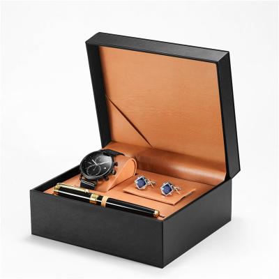 China Water Resistant Display Male Quartz Wrist Watch Gift Sets With Box OEM Fashion S9710G Luxury Waterproof Men Watch Set for sale