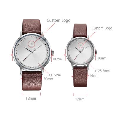 China SHENGKE Top Brand Water Resistant SHENGKE Couples Luxury Custom Leather Lover's Logo Wrist Watch K8045GL New Fashion Quartz Watch for sale