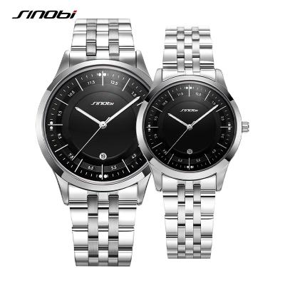 China Automatic Date SINOBI Stainless Steel Band Watch Couples S9842G Brand Your Own Quartz Luxury Watches For Lovers Men And Women for sale