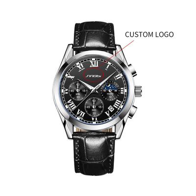 China Auto Date OEM Customize Mens Fashion Watches Luxury Mens Leather Wrist Chronograph Unique Quartz Wrist Watch for sale