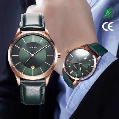 China Automatic date SINOBI wristwatches S9792G mens watches OEM custom alloy erkek kol saati quartz mens luxury watches date leather strap mens watches for sale