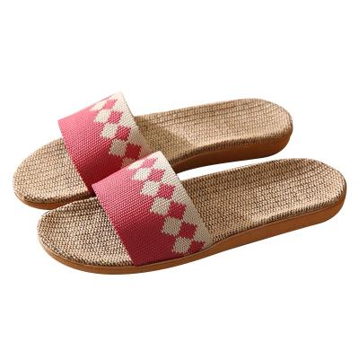 China New fashion trend woven fabric summer contracted PVC canvas non-slip women's plastic slippers breathable high standard of appearance for sale