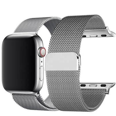 China Stainless Steel 38 40 41 42 44 45mm Stainless Steel Loop Band Milanese Strap For iwatch Apple Series 7 Se 6 5 4 3 for sale