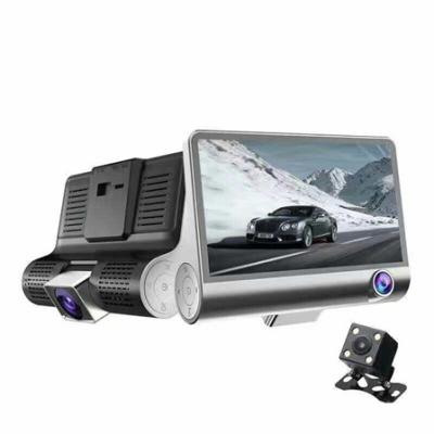 China Hottest PAN-TILT Three Cameras Black Box 4.0 Inch Car Dash Cam Front And Rear Dual Cam 1080P Car Dash Cam for sale