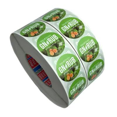 China Round Plastic Synthetic Paper Vinyl Adhesive Sticker Roll Waterproof Custom Printed for sale