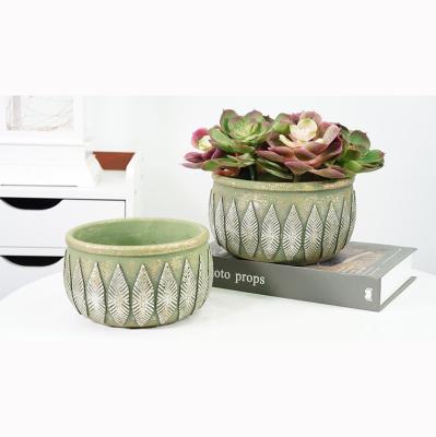 China Eco-Friendly Classic Decorative Patio Green Plant Cement Relief Sheet Concrete Flower Pots and Planters for Indoor Plants for sale