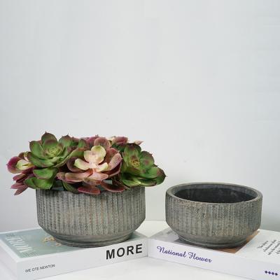 China Eco-Friendly Unique Retro Design Balcony Cement Plant Pot Garden Wholesale Concrete Flower Pots Round Indoor Outdoor Planters for sale