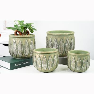 China Unique Design Eco-friendly Leaf Decor Around Bulk Concrete Planter Indoor Factory Cheap Outdoor Flower Pots And Planters for sale