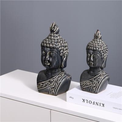 China Factory Direct Wholesale Eco-Friendly Home Decor Decorative Home Ornament Head Buddha Ceramic Buddha Statue for sale