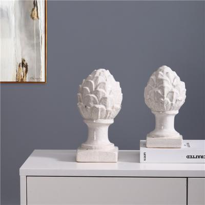 China Eco-friendly ceramic white home figurine shape artichoke decor artichoke finial desktop statues for sale