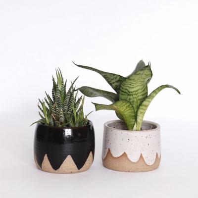 China Eco-Friendly Artistic Cute Office Interior Decor Bonsai Design Small Ceramic Succulent Pot Desktop Ceramic Succulent Pot for sale