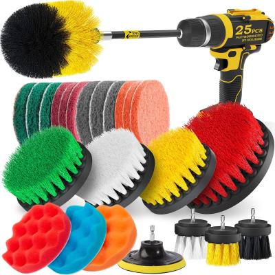 China 5 Inch Power Head Scrubber Electric Car Gasket Drill Brush Attachment Combo Cleaning Set for sale