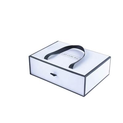 China Wholesale Recyclable High Quality Paper Box With Ribbon Handles Drawer Paper Gift Box For Gift Set for sale