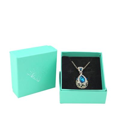 China Recyclable New Lake New Blue Recyclable Diamond Jewelery Packing Case Ring Earrings Jewelry Gift Packaging Paper Box for sale