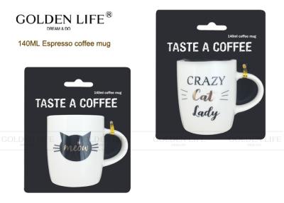 China 140cc Insulated Coffee Mugs , Custom Coffee Mugs With Crazy Cat Lady Design for sale