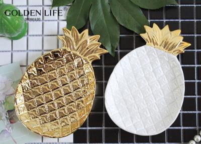 China Ceramic Pineapple Leaf Shape Jewelry Dish Household Decoration Plate Porcelain for sale