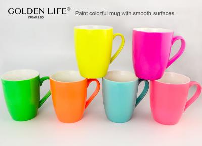 China Sistema del sistema de la taza de café de 6 tazas de café de cerámica de gran tamaño del restaurante de las tazas de café de 16 onzas por la pintura de espray con surfa liso en venta