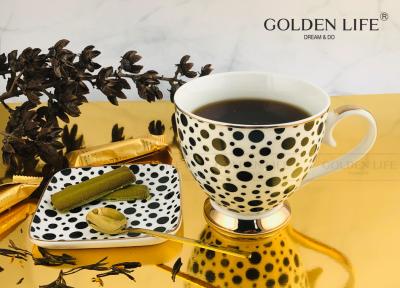 Китай Fine Bone China Spot With Real Gold Design With 9.5cm Square Dish Footed Coffee Mug продается