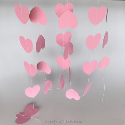 China Wholesale Pink Festival Heart Shape Glitter Circle Dots Paper Garland Wedding Party Decoration Banner for sale