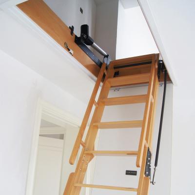 China Folding Ladders Factory Directly Supply Remote Control Wooden Folding Attic Ladder for sale