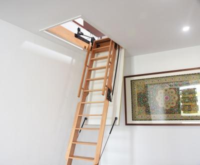 China Villa Stair Manual Wooden Retractable Attic Ladder For Small Space for sale