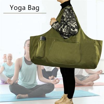 China Eco-Friendly Supfreedom Large Capacity Cotton Canvas Yoga Mat Tote Sling Carrier Bag With Pockets for sale