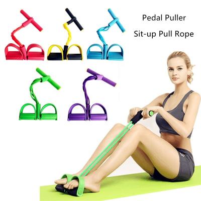 China Hot Selling Sit-up 4-Tube Pull Rope Foot Pedal Elastic Resistance Band Pedal Elastic Test Program for sale