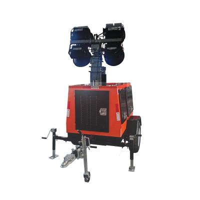 China RAISE G POWER 4* 1000W LED Outdoor Lamp 8kW Generator Automatic Raise-Lower Construction Trailer Mobile Light Tower for sale