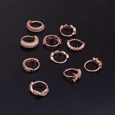 China FASHIONABLE Creative Zircon Circle Side Stud Earrings For Women Nose Rings Ear Bone Rings Piercing Jewelry for sale