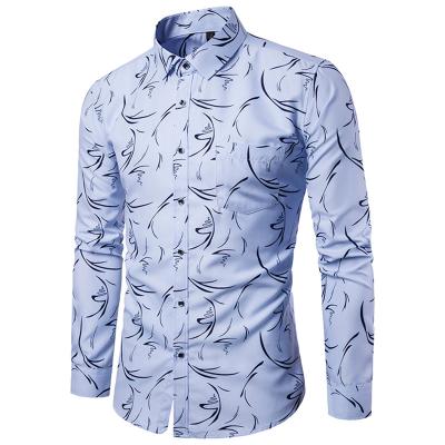 China New Style Men's Long Sleeve Shirt Flower Print Casual Shirts For Men's Styles Larger Size Shirts for sale