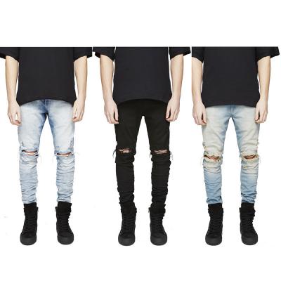 China Personal Design Mens Jeans Sustainable Hot Sales Slim Stacked Straight Biker Jeans Trousers Elasticity for sale