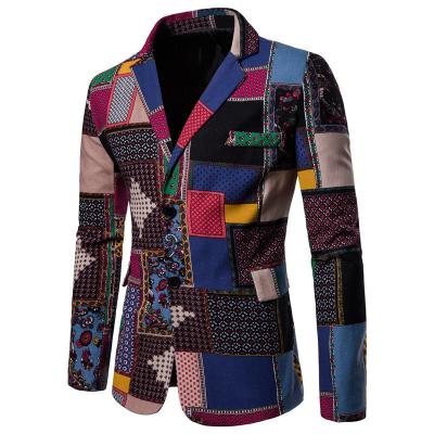 China Men's Suit Jacket Autumn Winter Breathable Long Sleeve V Neck Patchwork Blazers Slim Fit Leisure Wear For Male for sale