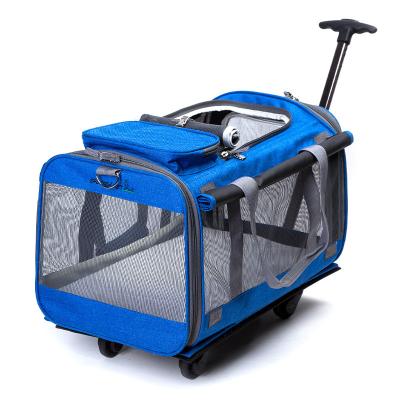 China Cat Dog Bag Pet Trolley Multifunctional Outdoor Portable Detachable Backpack Trolley Pet Backpack Travel Breathable Bag for sale