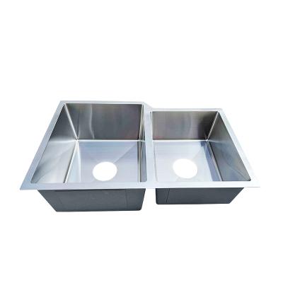 China Without Faucet 304 Stainless Steel Double Bowl Sinks Modern Rectangular Drop-in Kitchen Pool Hand Wash Basin for sale