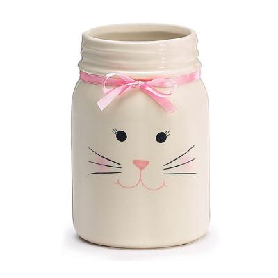 China Can Be Customized Hot Sale Personalized Handmade Ceramic Easter Bunny Jar for sale