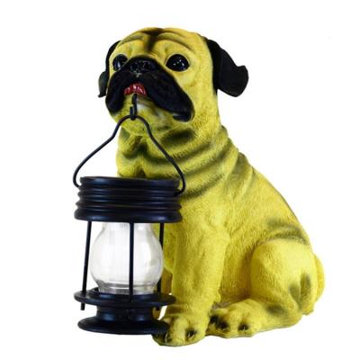 China Can Be Customized Hot Selling Personalized Handmade Polyresin Pug Dog Solar Lantern for sale