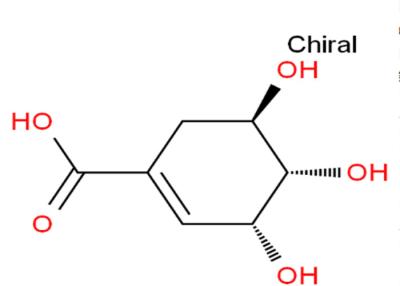 Chine L'usine G/Cm3 naturelle de l'acide 1,52 de C7H10O5 Shikimic extrait l'agrégation de plaquette d'Inhibite à vendre