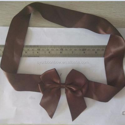 China Floral Custom Pre Tied Elastic Chocolate Ribbon Bows for sale