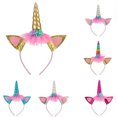 China Cloth Halloween Kids Headband Hairband Baby Hair Accessories Baby Hair Accessories Headdress Unicorn Party Headband for sale