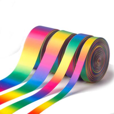 China Recyled factory customized printing 1inch or various size rainbow ribbon for sale