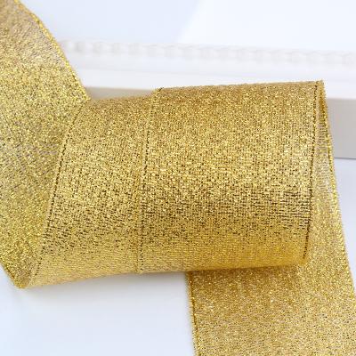 China Double Face 52mm Wide Glitter Good Metallic Ribbon for sale