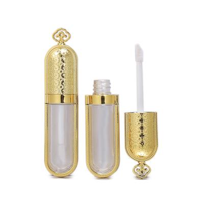 China 5ml filling lip gloss in crown shape lip gloss tube lipstick tube lipstick stock gold clear tube for sale