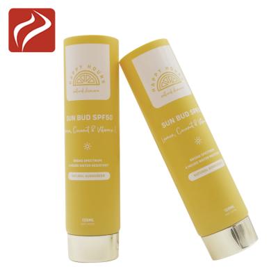 China D40mm Cosmetic Round PE Plastic Tube With Plated Screw Cap Sunscreen Cream Tube for sale